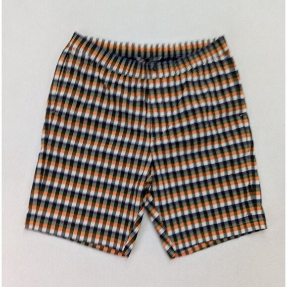 QOR Men's Swim Shorts Trunks Size 36 Blue Green Orange Plaid NEW - Picture 2 of 10